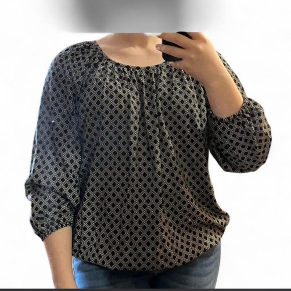 Michael Kors Tops - Michael Kors NWT Black and White Diamond Print Blouse